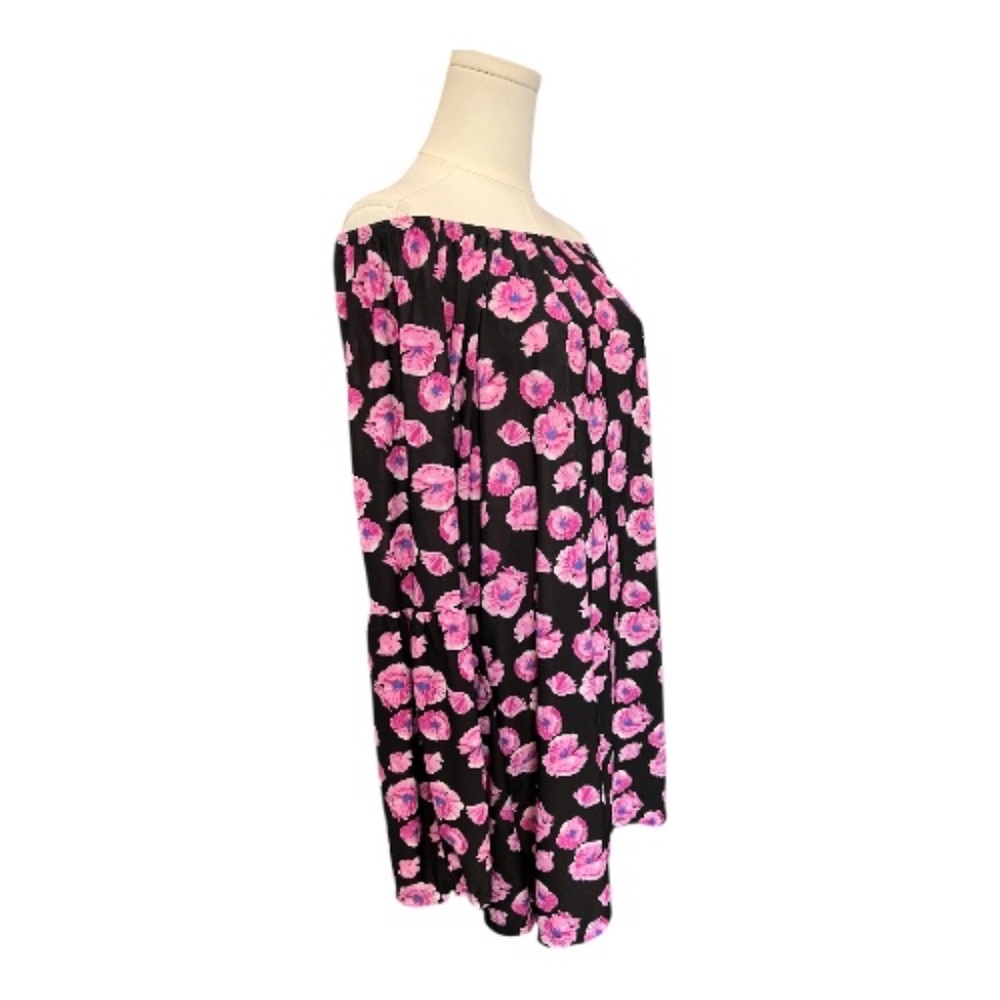 π EUC WEST LOOP Black Off-Shoulder Floral Bell Sleeve Dress | Size XL - Picture 3 of 6